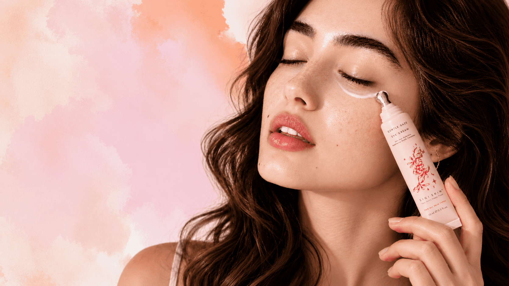 Model applying Gentle Gaze eye cream
